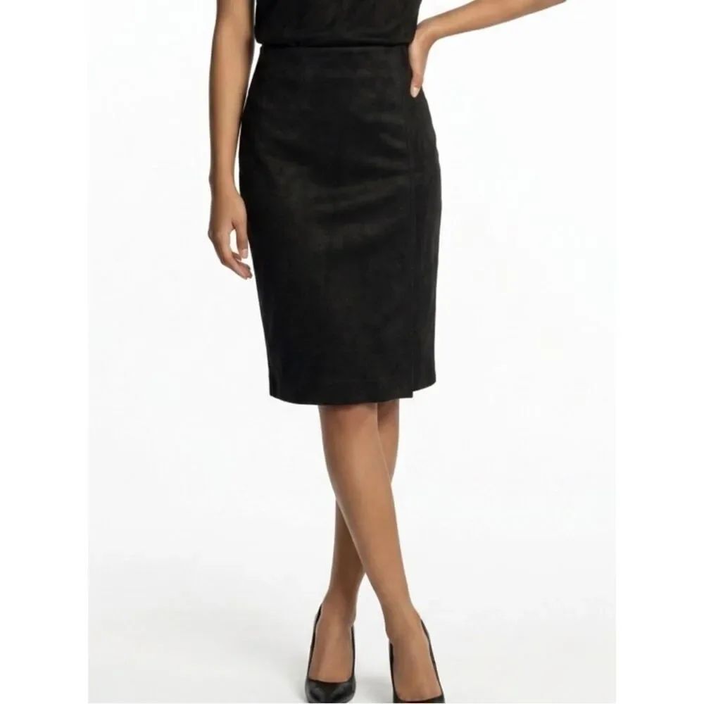 ARITZIA | BABATON Black Faux Suede Wrap Style Pencil Skirt Women’s Size 2